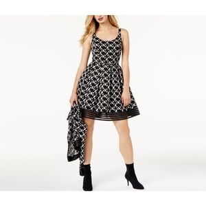 SB by Sachin & Babi Black and White Floral Embroidered Dress